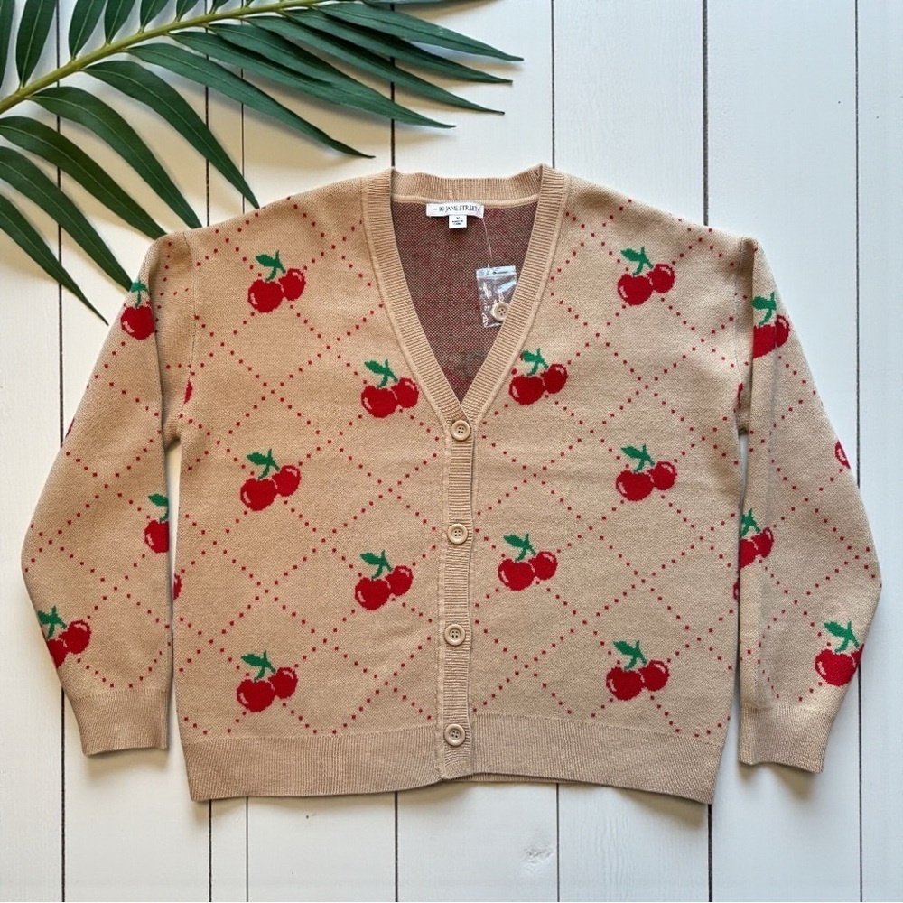99 Jane Street Cherry Print Cardigan Sweater Medium NWOT - Teacher | Preschool - Picture 6 of 14